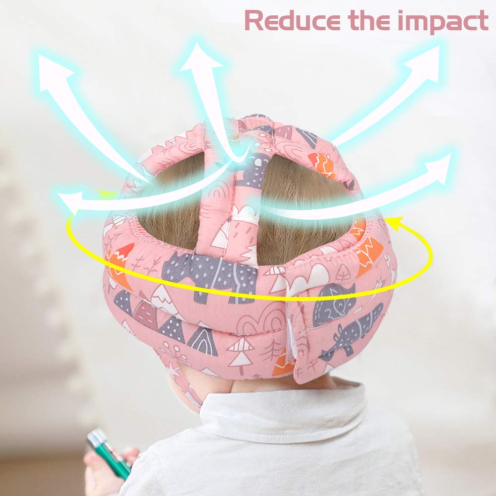 ORANGEHOME Toddler Walking Helmet, Baby Bumper Protect Hat Head Cushion Breathable, Kids Anti-Fall Safety Cap for Walking and Playing-Pink