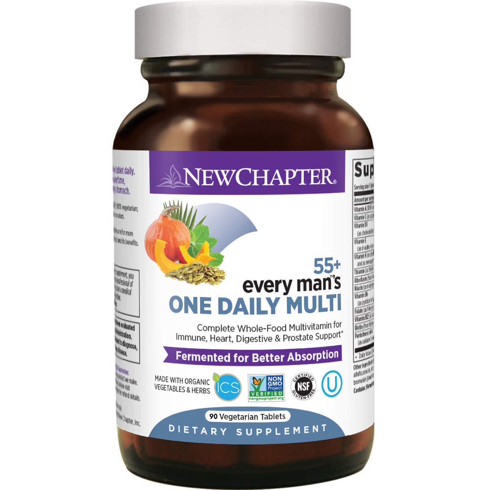New Chapter Multivitamin for Men 50 Plus - Every Man's One Daily 55+ with Fermented Probiotics + Whole Foods + Astaxanthin + Organic Non-GMO Ingredients - 90 ct