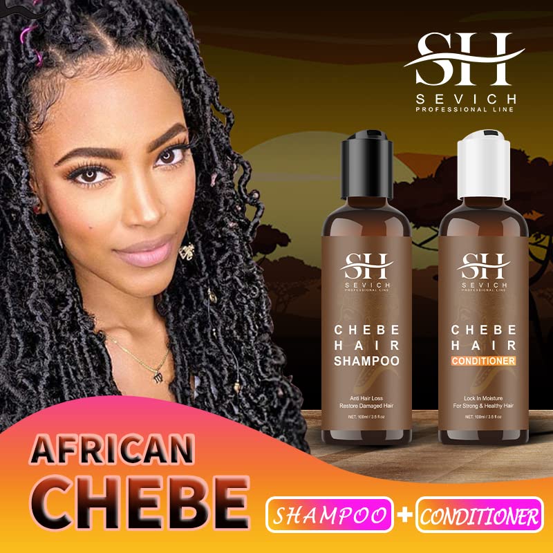 SEVICH Naturals Chebe Shampoo & Conditioner Set - with 100% African Chebe Essence Powder, Thin Loss Hair Treatment, Moisture&Repair Damaged Hair Root, Scalp Skin Refresh 2Pcs