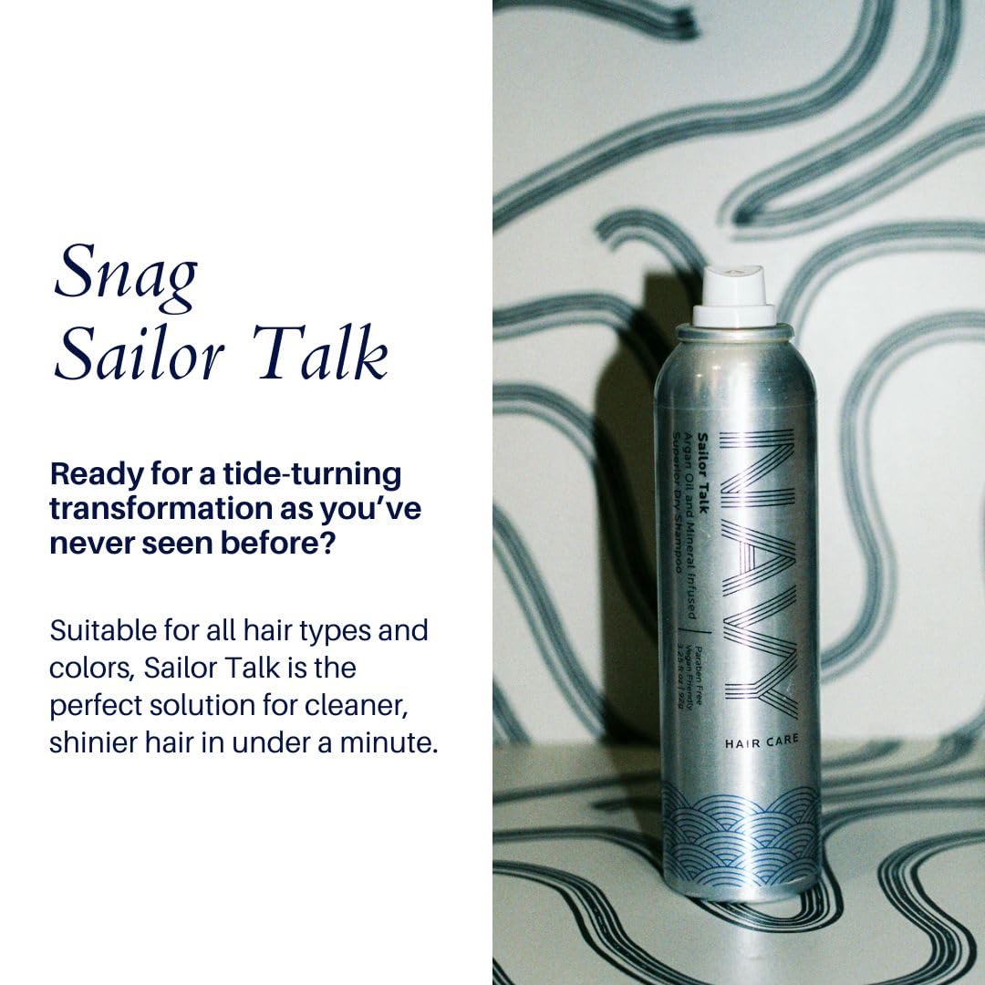 Navy Haircare Sailor Talk Argan Oil and Mineral Infused Superior Dry Shampoo 7 oz