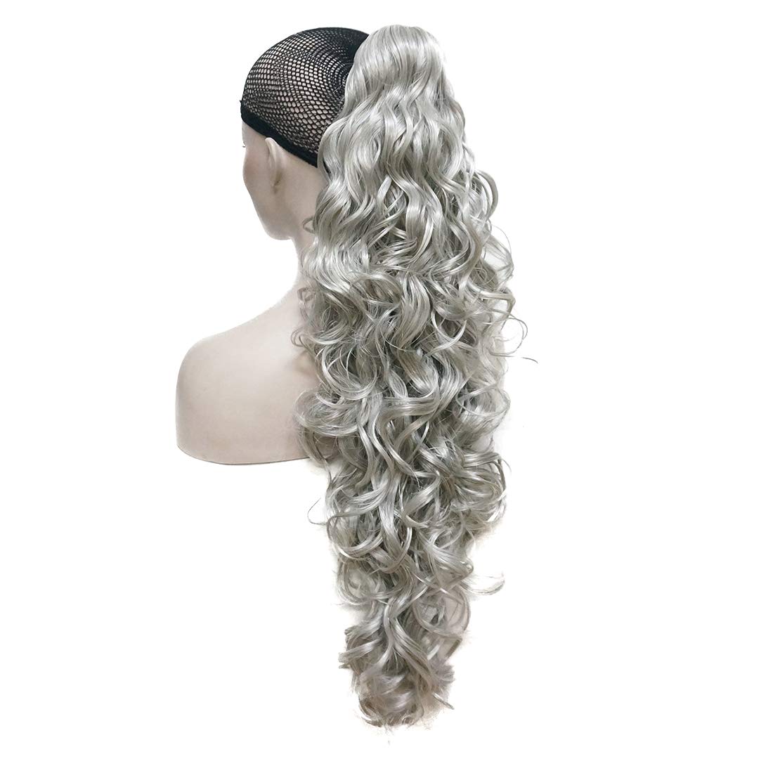 Lydell 30 Long Curly Styled Clip In Claw Ponytail Hair Extension Synthetic Hairpiece 280g with a jaw/claw clip #51 Silver Gray