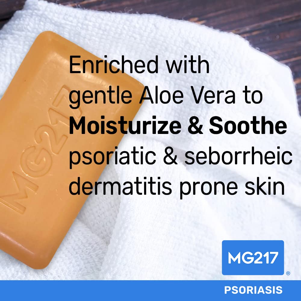 MG217 Psoriasis Dead Sea Exfoliating Bar Soap, Smooth & Soothe with Natural Exfoliating Agents, Aloe Vera, Papaya and Pineapple extract for Psoriasis Skincare, 5oz