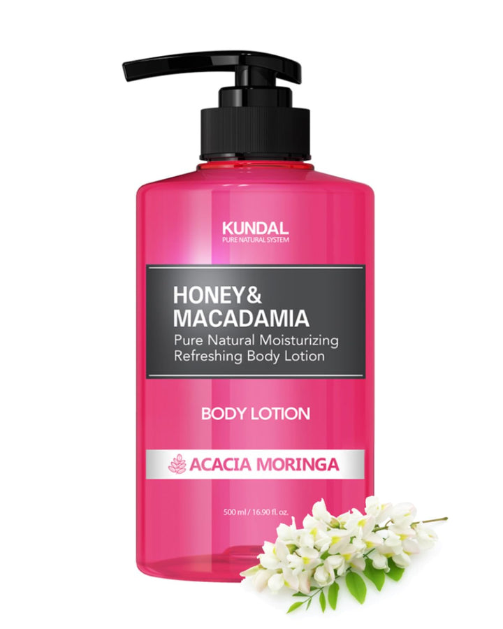 Kundal Honey & Macadamia [Acacia Moringa] Body Lotion Natural Moisturizer with 82% Aloe Vera/Deep Hydration for Dry Skin/No Chemical for Sensitive Skin Friendly 500ml(16.9 Fl Oz)