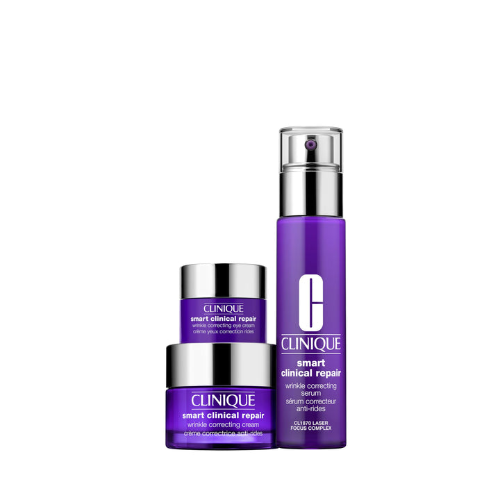 Clinique Smart Skin School Supplies: Smooth + Renew Lab | Smart Clinical Repair Wrinkle Correcting Cream, Face Serum + Eye Cream | Anti-Aging + Hydrating