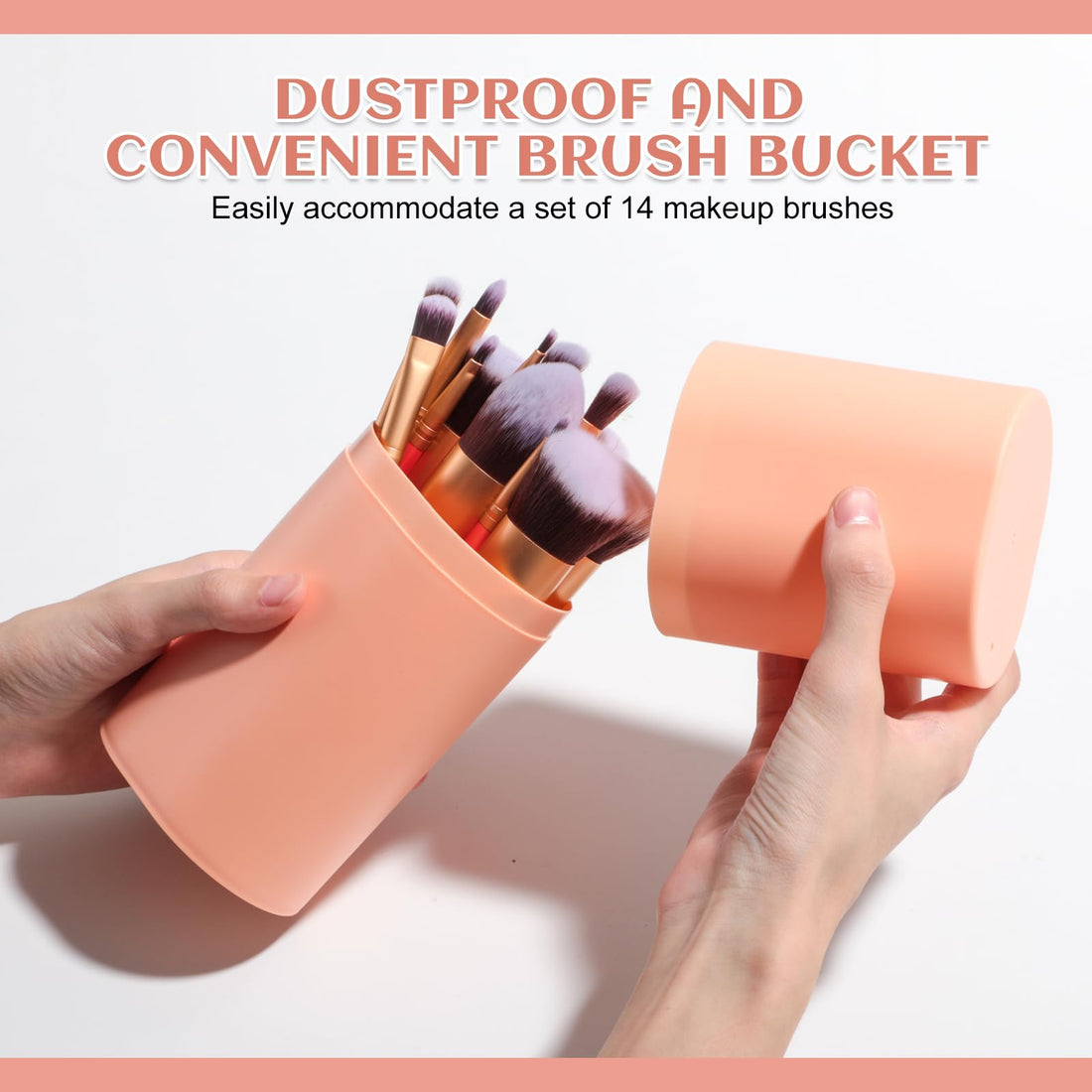 BS-MALL Premium 14 Piece Powder Foundation Concealer Blush Eye Shadow Makeup Brush Set (Golden Pink)