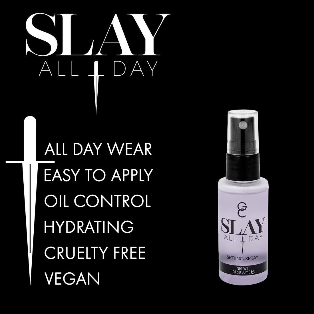 GC Make Up Setting Spray - Gerard Cosmetics MINI Slay All Day Lavender - OIL CONTROL Spray A MUST HAVE For Your Makeup Routine - Travel Size 1oz