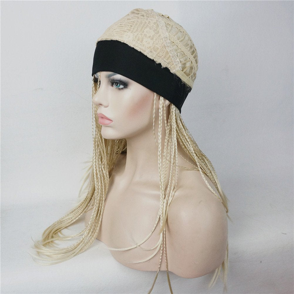 Aimole Long Braiding Crochet Hair Fully Hand Tied Twist Braided With Headband Half Wig(613-Pale Blonde)