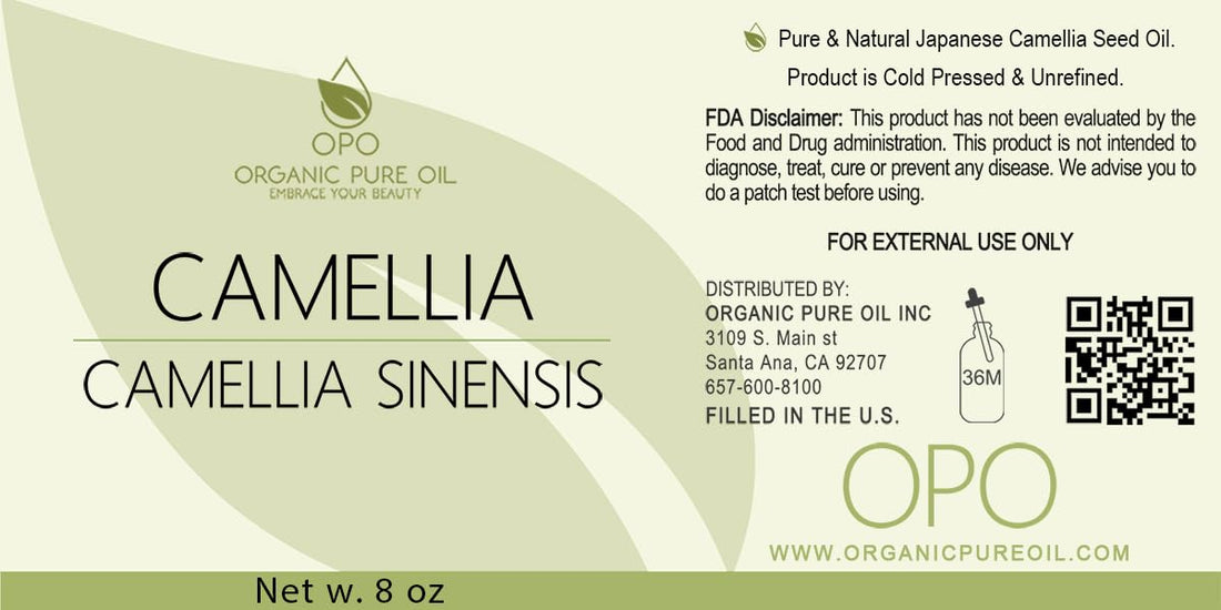 OPO Camellia Seed Oil - 8 oz - Pure, Unrefined, Cold Pressed, Non-GMO Japanese Bulk Carrier Oil for Skin, Hair, Nails, Body, Facial Hair - Hydrating Nourishing Moisturizing - Organic Pure Oil