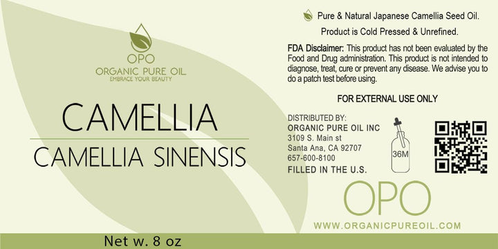 OPO Camellia Seed Oil - 8 oz - Pure, Unrefined, Cold Pressed, Non-GMO Japanese Bulk Carrier Oil for Skin, Hair, Nails, Body, Facial Hair - Hydrating Nourishing Moisturizing - Organic Pure Oil