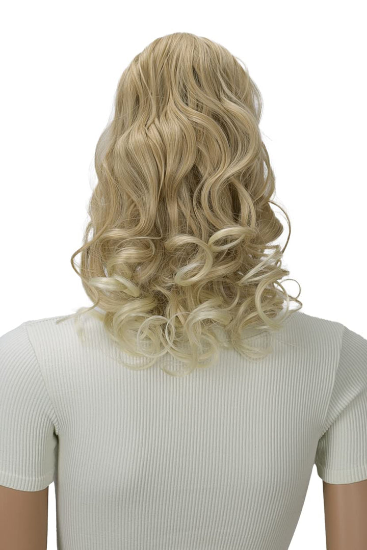 Prettyshop Hairpiece-Ponytail Blonde Mix # 27T613 H23-2: Prettyshop 16 Or 20 Hair Piece Clip On Pony Tail Extension 2 In 1 Curled Wavy Heat-Resisting Blonde Mix # 27T613 H23-2