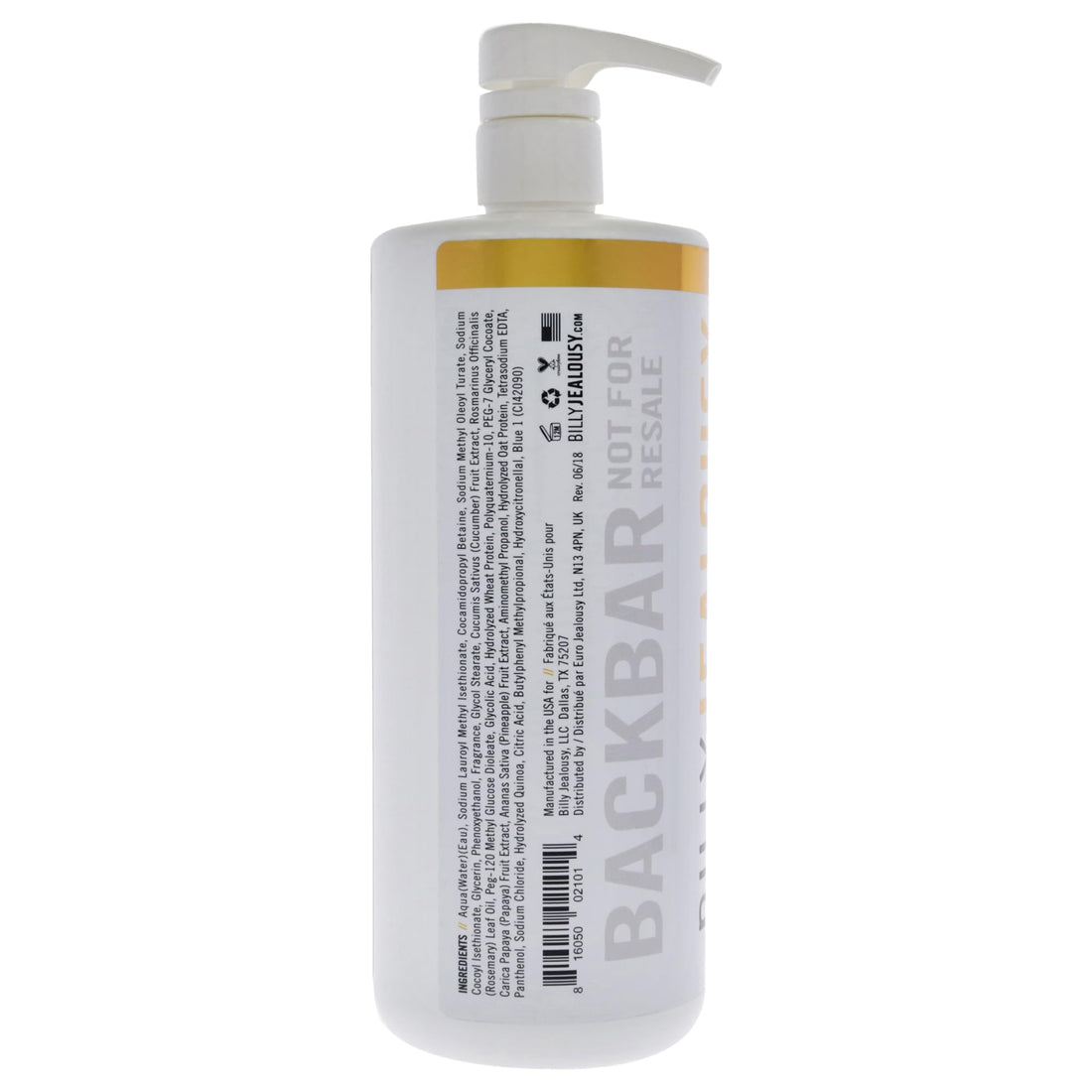 Billy Jealousy Gold Standard 4-in-1 All Over Wash - Hand, Body, Face and Hair Cleansing, Soothing and Moisturizing Wash, Papaya, Mint, Rosemary, Cucumber, 33.8 fl. oz.