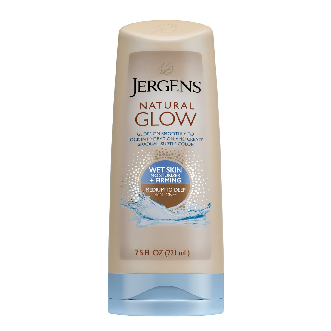 Jergens Natural Glow Wet Skin Moisturizer + Firming for Body, Medium to Tan, 7.5 Ounce