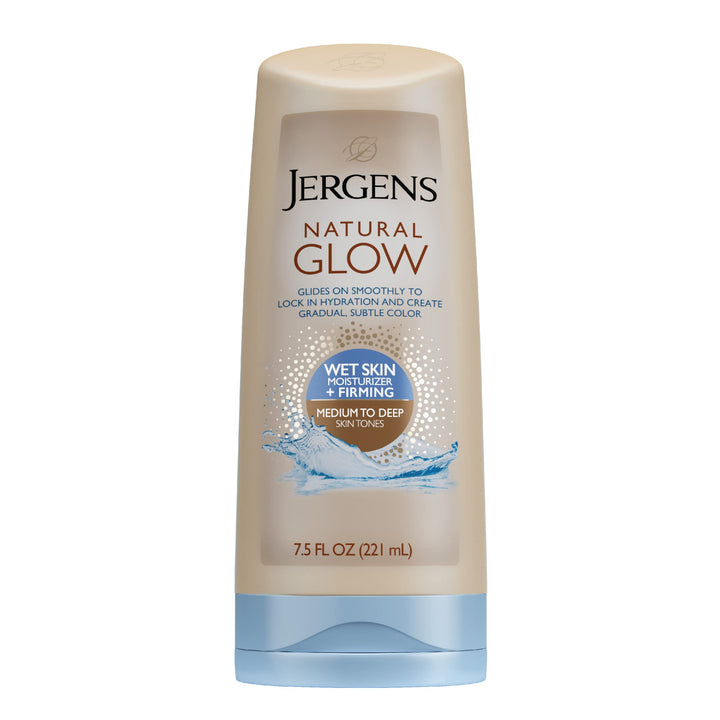 Jergens Natural Glow Wet Skin Moisturizer + Firming for Body, Medium to Tan, 7.5 Ounce