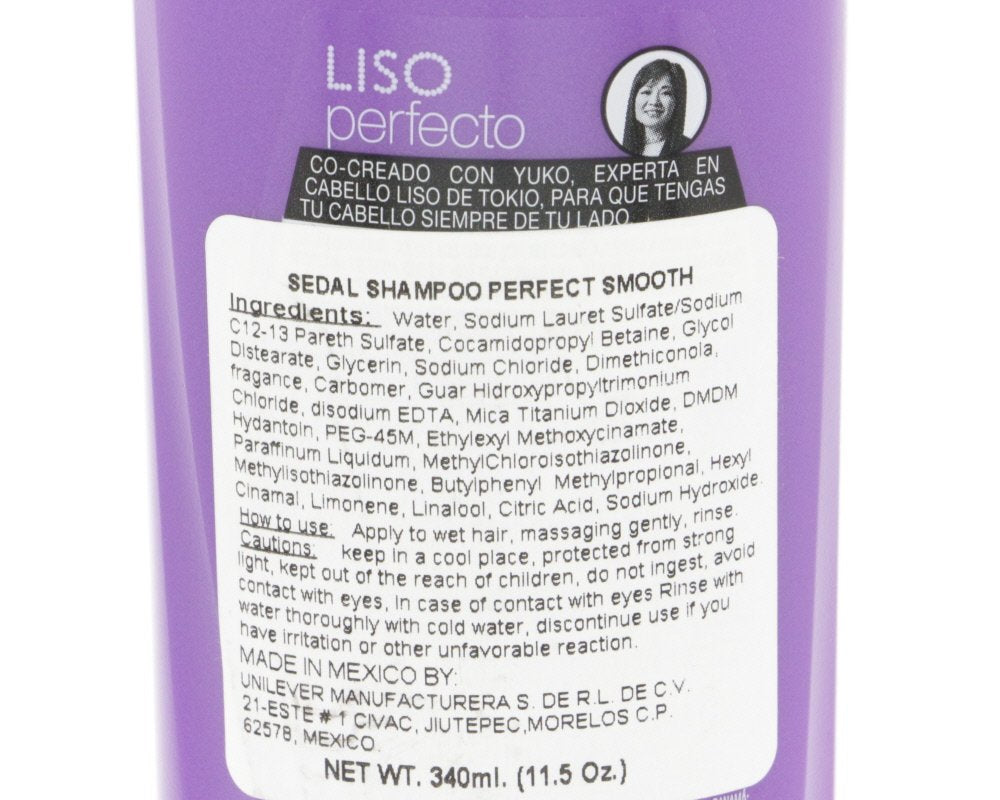 Sedal Perfect Smoothness Shampoo 340ml - Sedal Liso Perfecto Champu (Pack of 1)
