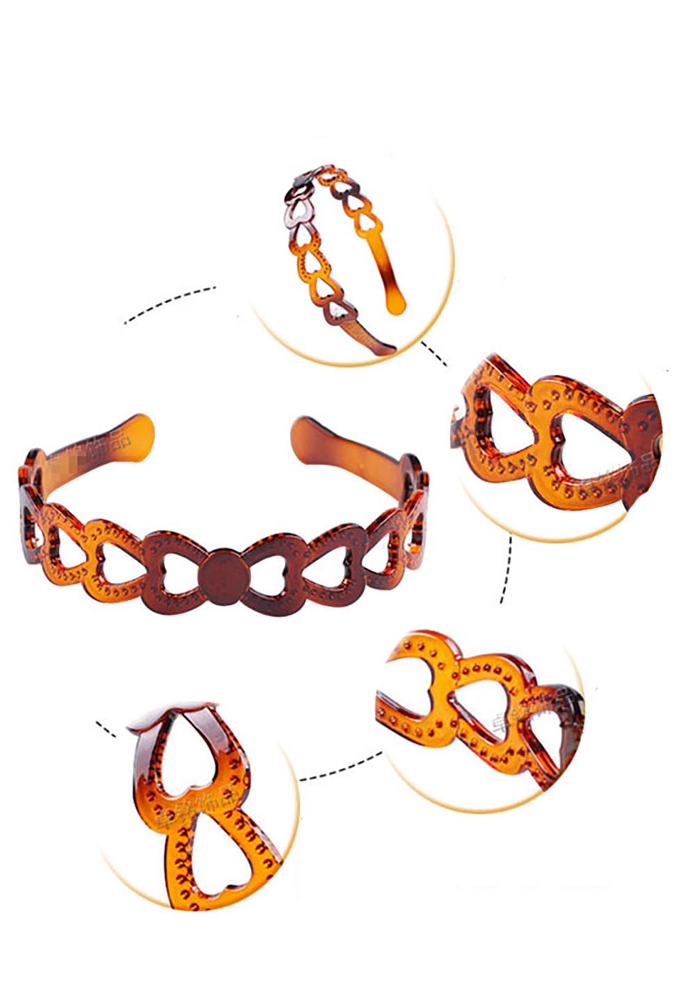 Set of 2 Women Hard Plastic Headband Hair Hoop Black and Brown High-grade Headwear Hairband (Style D#)