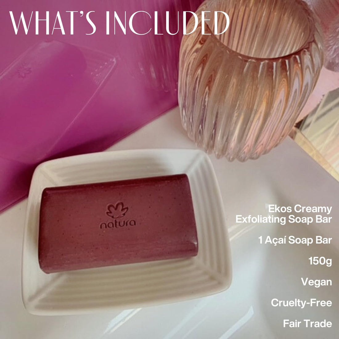 natura Ekos Açaí Revitalizing Creamy Exfoliating Soap Bar 150g - 97% Natural - 100% Pure Plant Based Oils - Vegan Skin Care - Brazilian Beauty Secrets