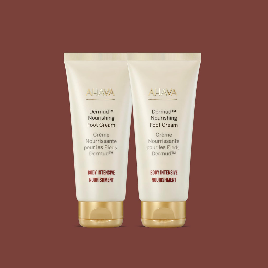 AHAVA Dermud Intensive Foot Cream Duo, 3.4 Fl.Oz x 2 - Intensive foot repair for fatigued, dry and cracked feet blend of Dead Sea Minerals & Mud, includes Magnesium, intensive repairing minerals