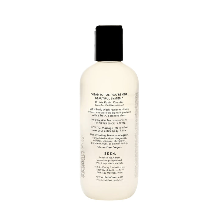 SEEN Body Wash, Fragrance Free - Non-Comedogenic & Non-Irritating Body Wash- Dermatologist-Developed - Safe for Sensitive, Eczema & Acne Prone Skin
