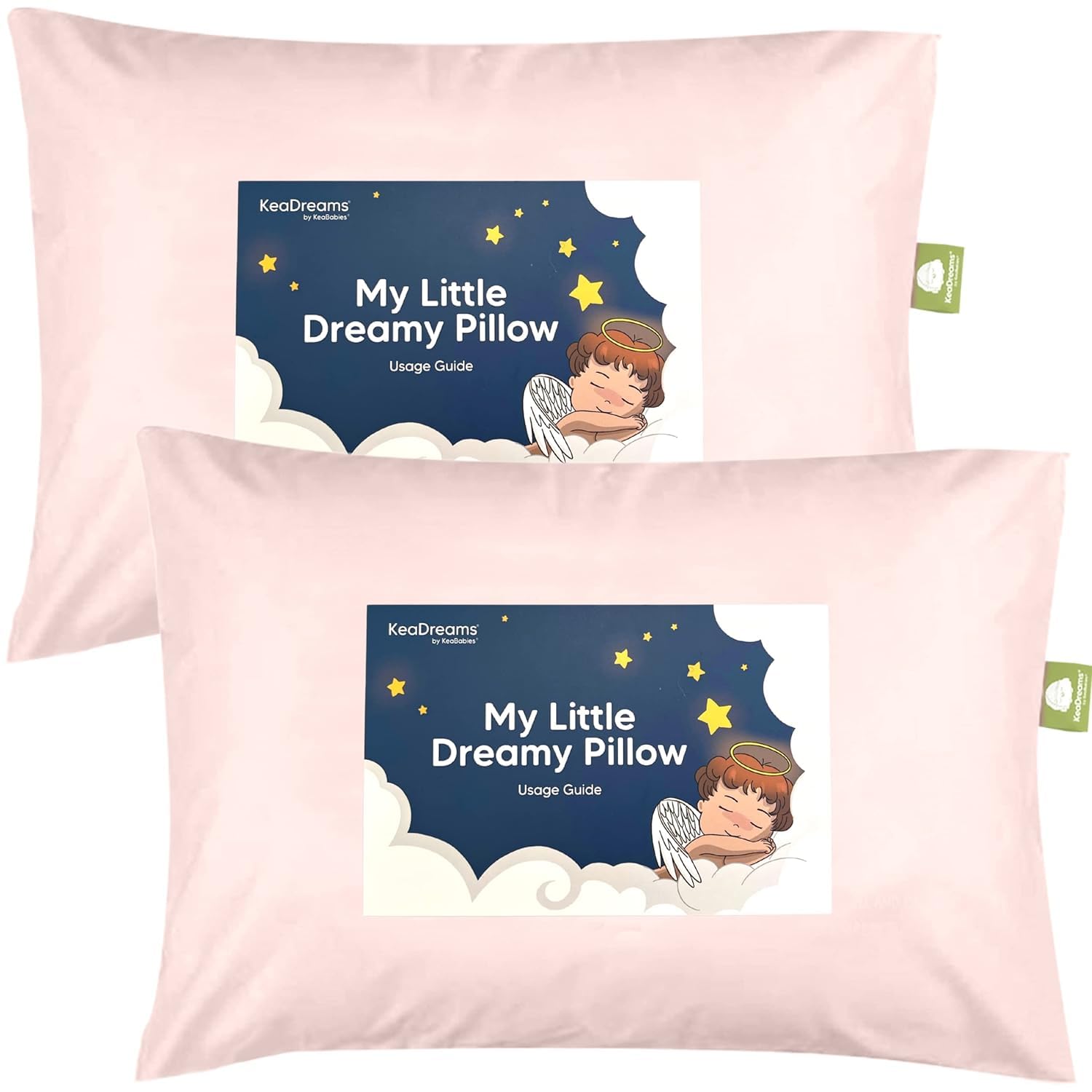 KeaBabies 2-Pack Toddler Pillow 13x18 - Soft Organic Cotton Kids Travel Bed Pillows for Sleeping, School, Nap, Machine Washable, Toddlers 2 to 5, Pillowcase Sold Separately (Mist Pink)