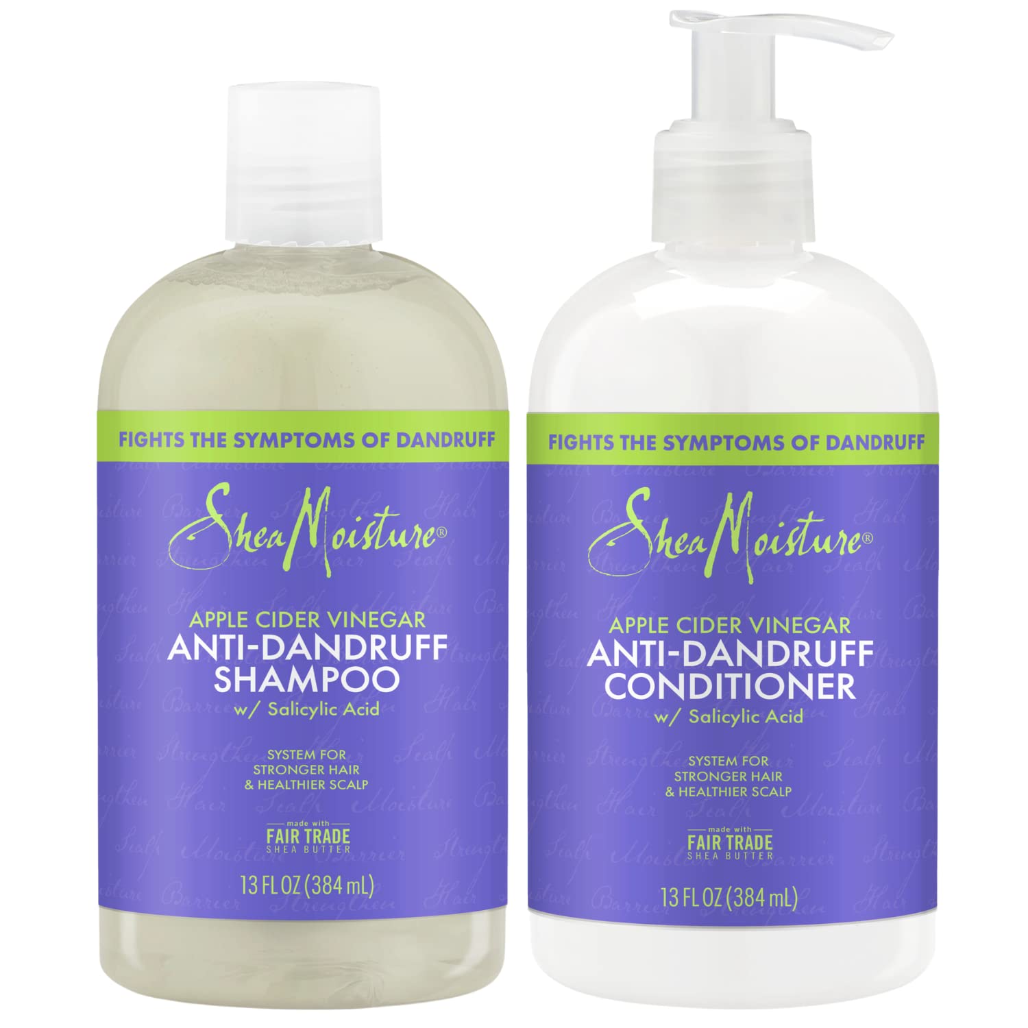 SheaMoisture Anti-Dandruff Shampoo & Conditioner Set –Apple Cider Vinegar Scalp Treatment w/Salicylic Acid, Hair Strengthening, 12 Oz Ea