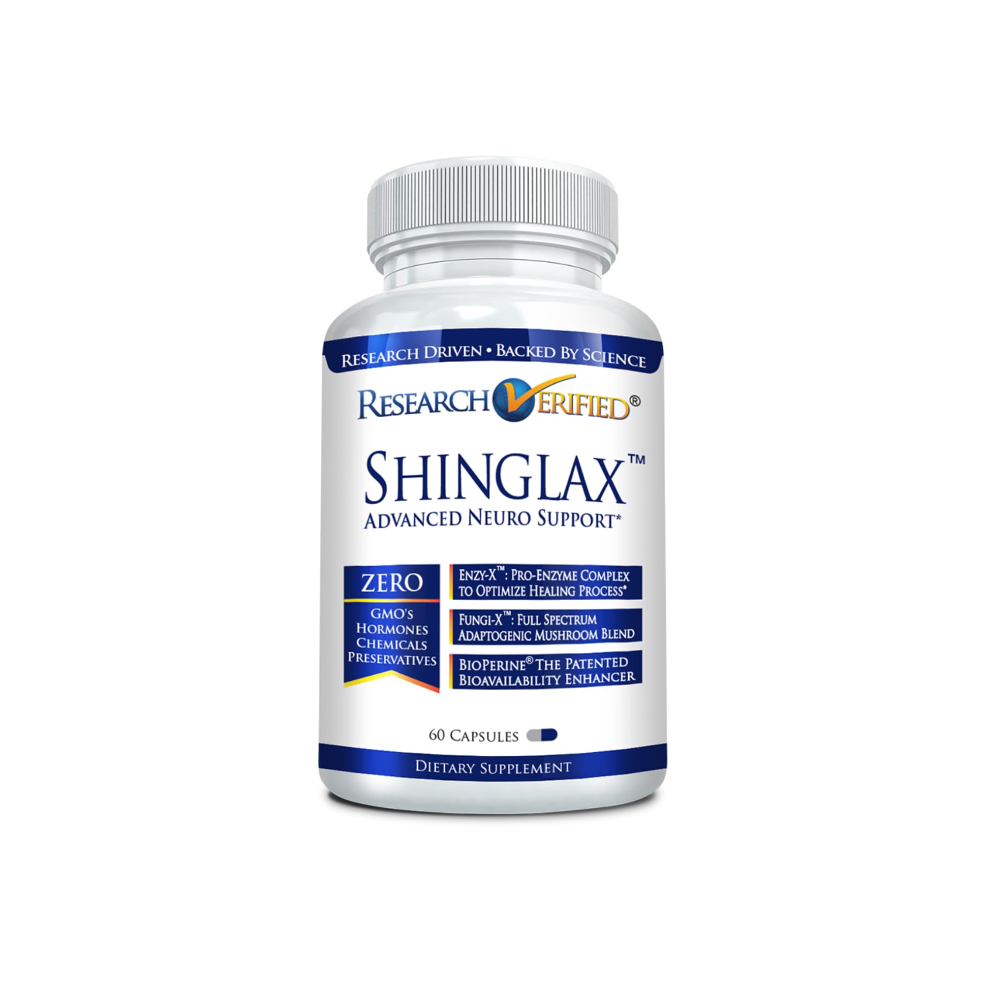 Research Verified Shinglax - Lemon Balm, Proteolytic Enzymes, Mushroom Complex, Vitamin B Complex, Oregano, Zinc - GMO Free, Made in USA - 60 Capsules (Pack of 1)