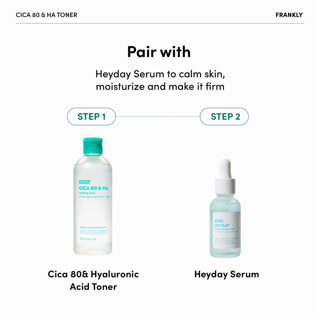 FRANKLY CICA 80 & Hyaluronic Acid Toner - Soothe, Hydrate & Balance | 80% Centella Asiatica & Hyaluronic Complex (7 Types) | Korean Skin Care | 8.8 fl.oz.