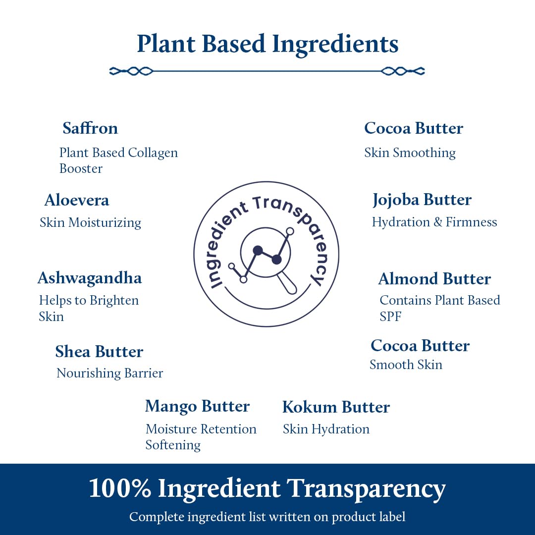 Blue Nectar Stretch Mark Cream for Pregnancy with Shea,Cocoa & Mango butter | Plant Based Moisturizing Body Lotion with Rose, Turmeric & Nalpamaradi Oil (12 Herbs, 200 ml)