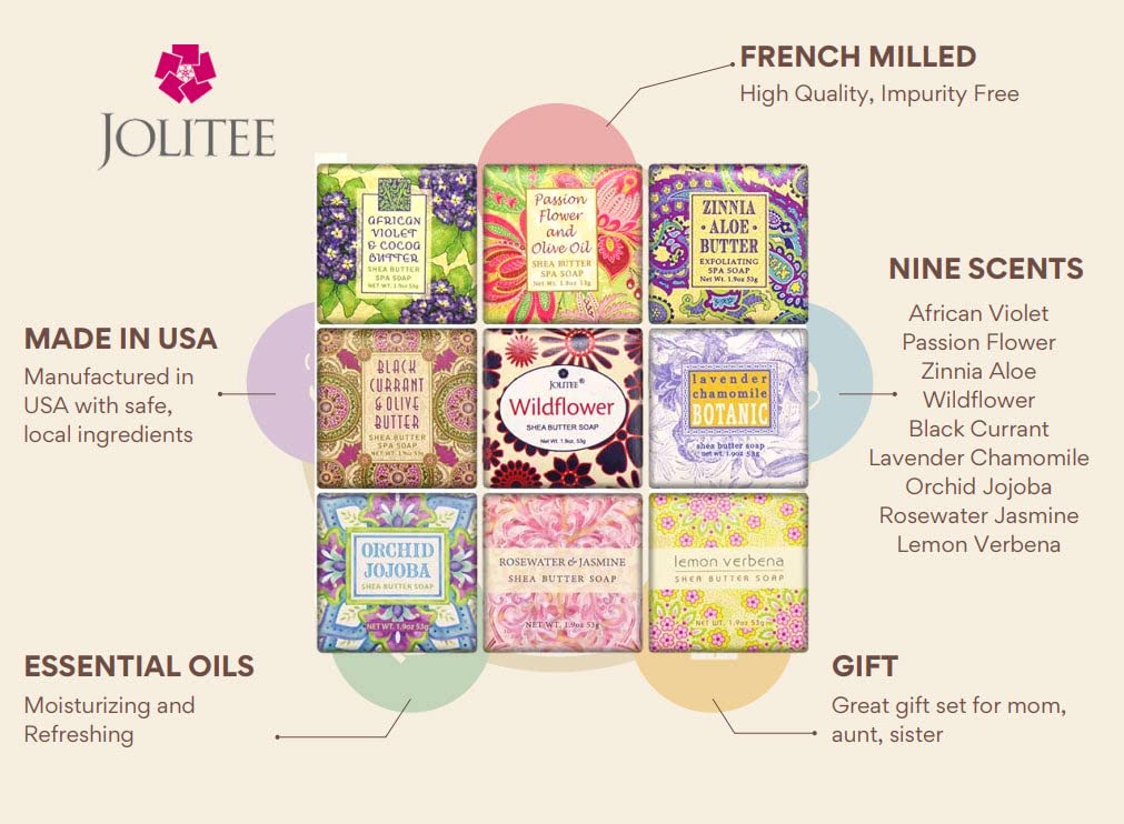 French Milled Botanical Soap Sampler Set in Nine Fabulous Scents