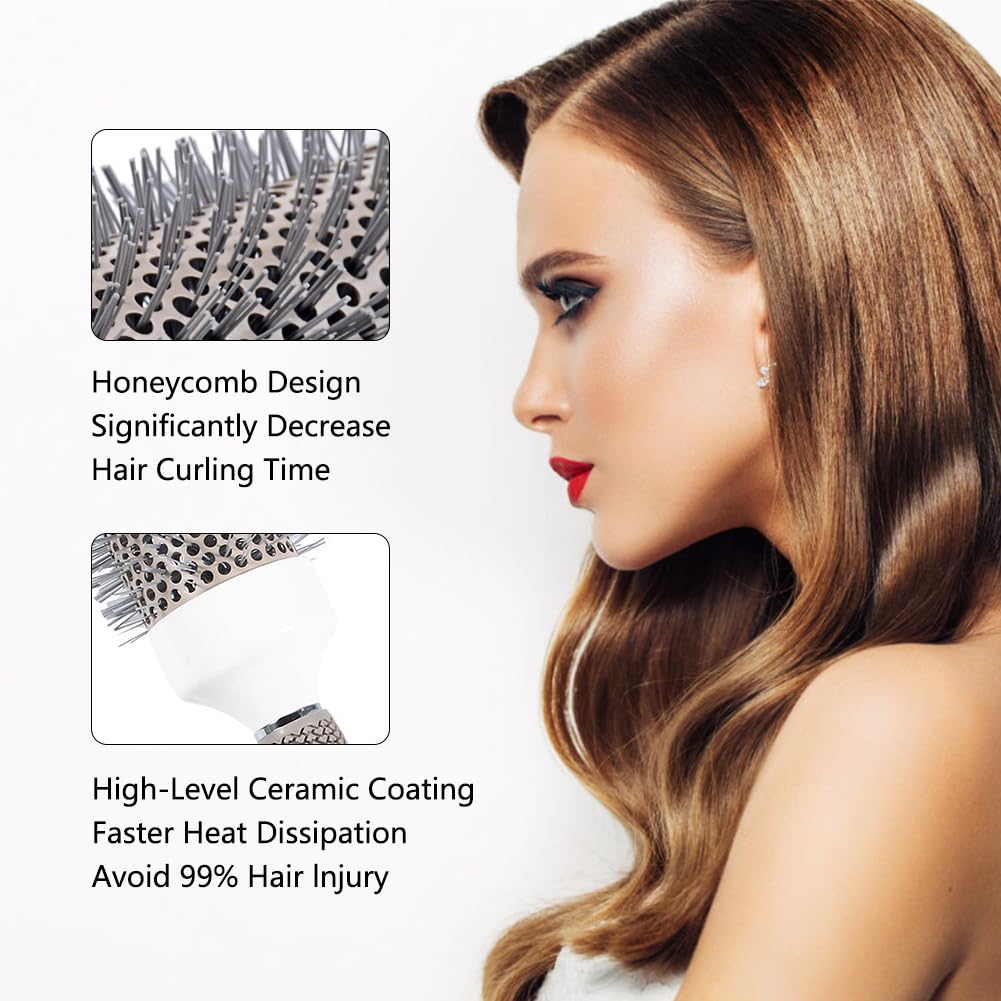 Aozzy Ceramic Ionic Round Comb Barrel Hair Brush Hairdressing Hair Salon Styling Barrel Curling Brush tool setï¼ˆ19mm 25mm 32mm 45mm 53mmï¼‰