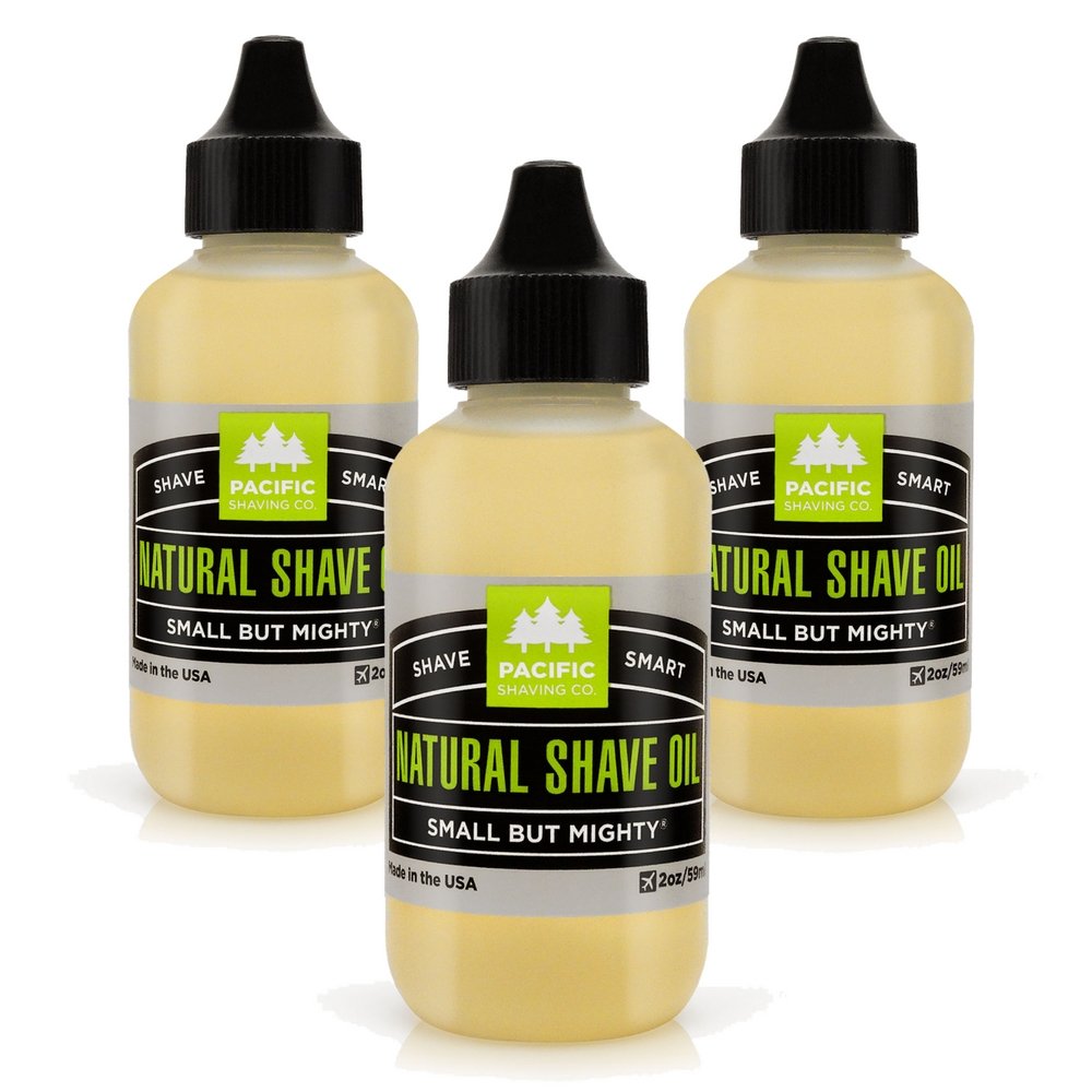 Pacific Shaving Company Natural Shaving Oil - Eliminates Cuts, Nicks, Razor Burn, Soothes & Moisturizes Skin, Reduces Irritation, with Safe, Natural & Organic Ingredients, Made in USA, 2 oz (3-Pack)