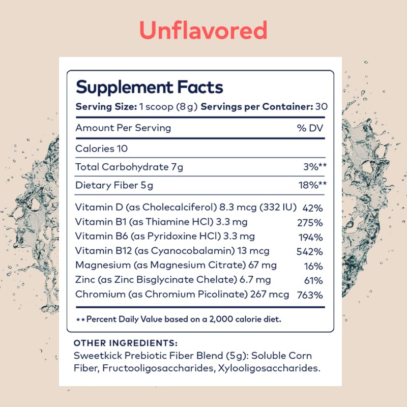 Sweetkick Sugar Craving Suppressant - Multivitamin Powder, Stop Sugar Cravings Supplement, Prebiotic Powder, Prebiotic Drink and Gut Health Powder - Prebiotic Blend, Unflavored (30 Servings)