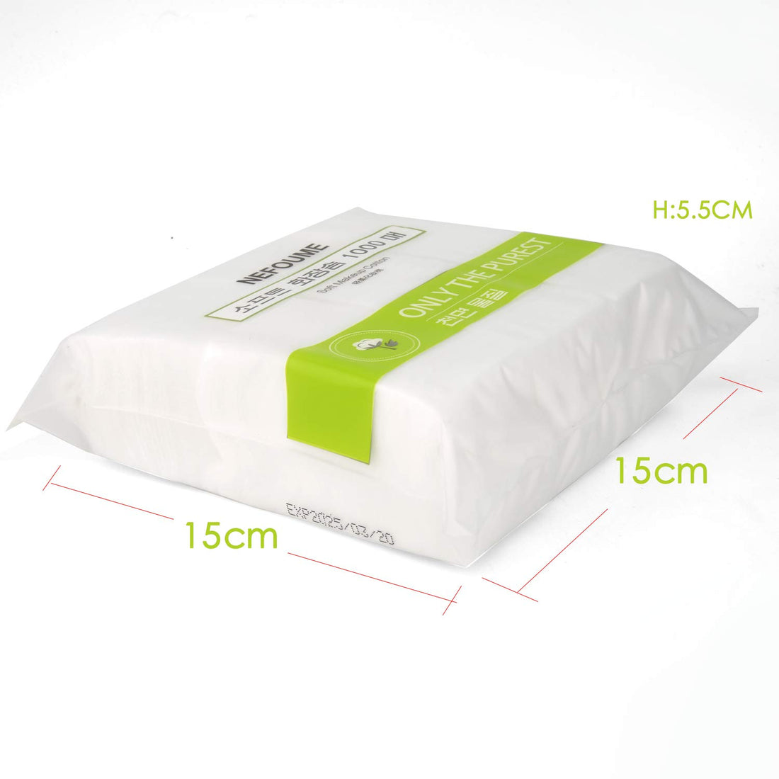 1000 PCS Thin Makeup Facial Cotton Pads, Soft and Square Nail Polish Remover Cotton Pads, Facial Eye Lip Makeup Remover Cotton Pads, Non-Woven Cotton, Lint Free