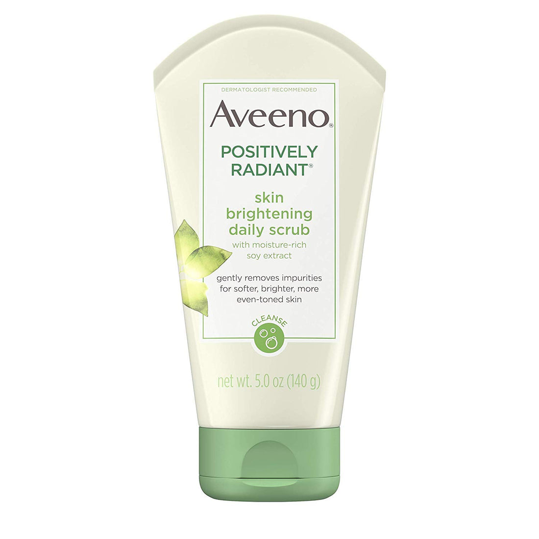 Aveeno Positively Radiant Skin Brightening Exfoliating Daily Facial Scrub with Moisture-Rich Soy Extract, Jojoba & Castor Oils, Soap-Free, Hypoallergenic & Non-Comedogenic Face Cleanser, 5 oz (Pack of