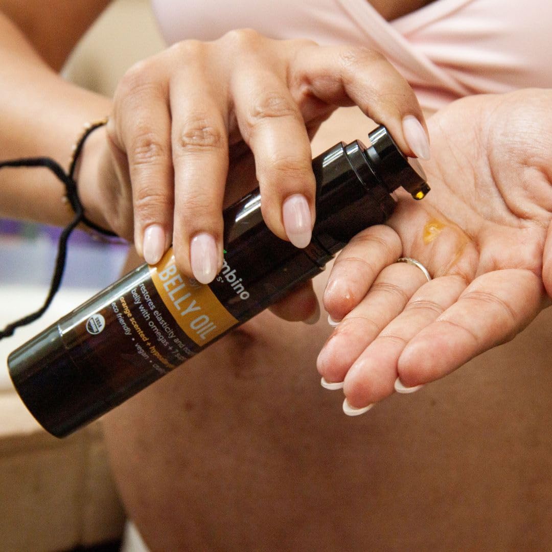 Mambino Organics Oh Baby! Belly Oil – Organic Elasticity Oil with Egyptian Calendula, Vietnamese Tamanu & Dutch Shea – Pregnancy Oil for Stretch Marks – Cruelty-Free Maternity Care, 3-Pack 2 fl oz