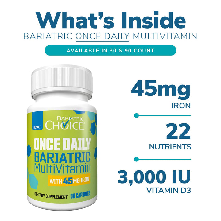 Bariatric Choice Once Daily Bariatric Multivitamin Capsule with 45 mg of Iron (30ct)