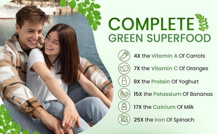 Adesh Organic Moringa Powder 16g|100% Pure Moringa Leaf Powder |Non GMO, Metabolism & Immune Support. Perfect for Smoothies and Drinks. Pure Supergreen, Vegan Greens, and Nature's Multivitamin (1lb)