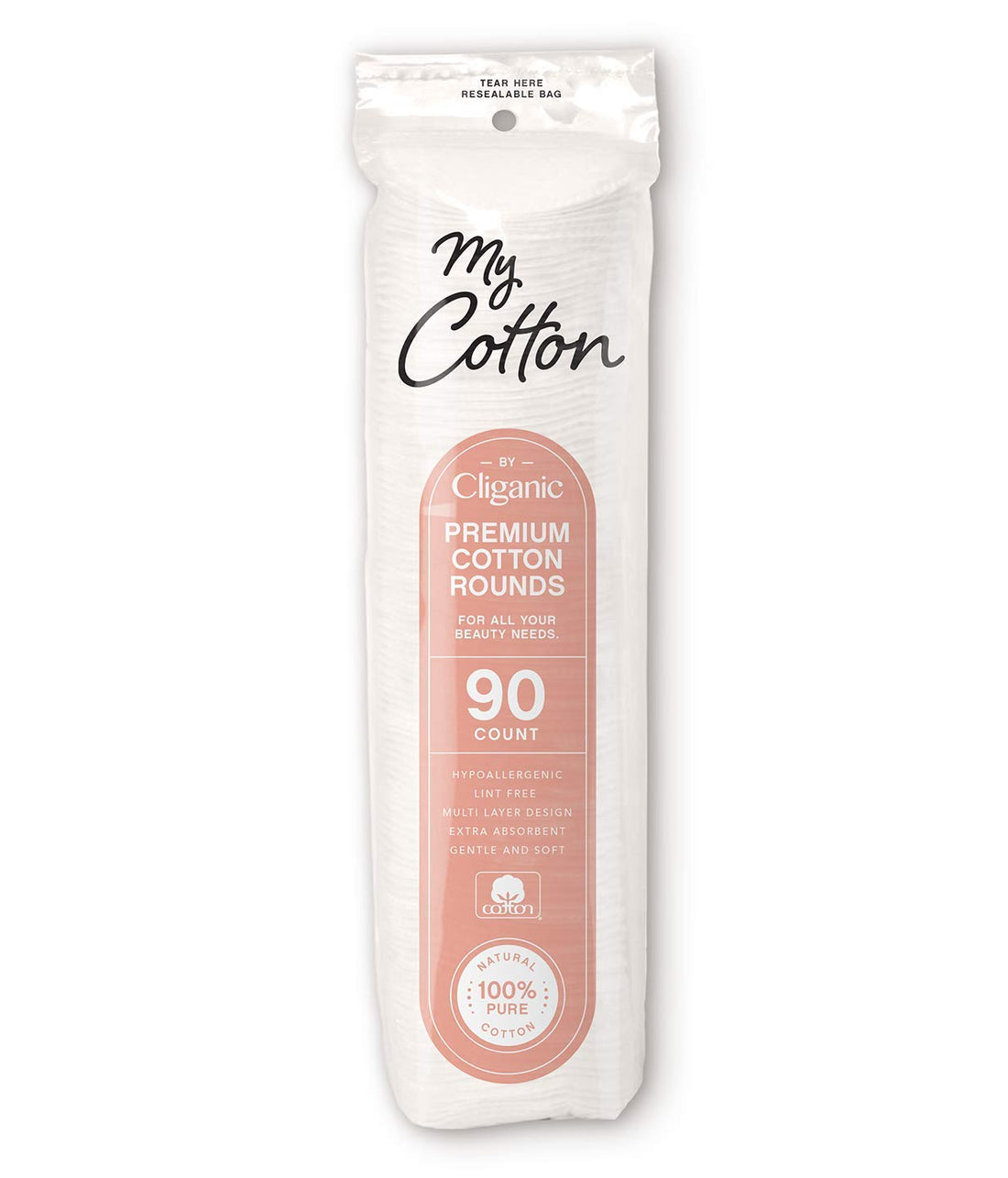 My Cotton Premium Cotton Rounds for Face (540 Count) | Makeup Remover Pads, Hypoallergenic, Lint-Free | 100% Pure Cotton