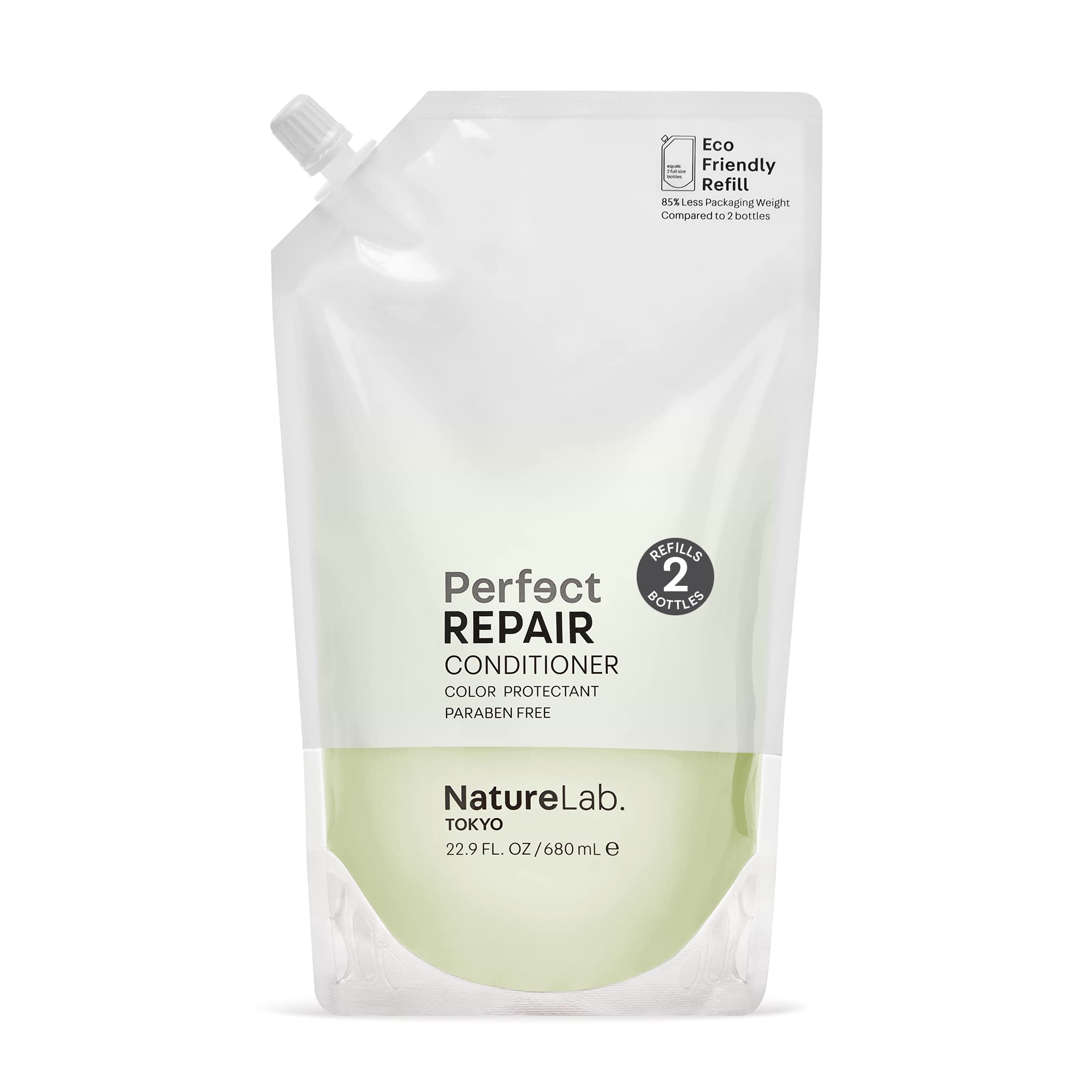 NatureLab. TOKYO Perfect Repair Conditioner: Eco-Friendly Refill Pouch: Moisturizing Conditioner to Replenish and Restore Damaged, Color Treated Hair and Strengthen New Hair I 22.9 FL OZ / 680ml