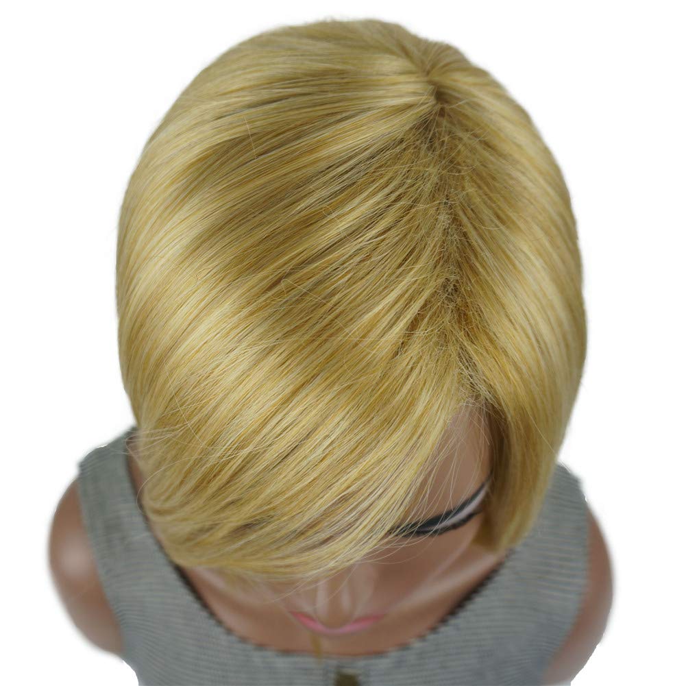 Aimole Women's Medium Length Straight Bob Wigs Blonde Synthetic Wig Full Capless Hair