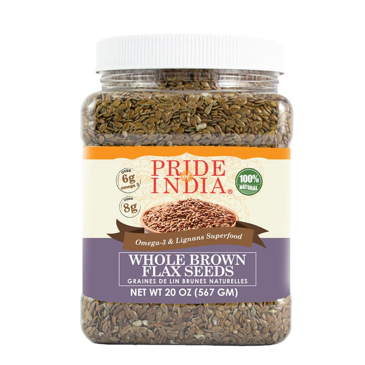Pride Of India - Brown Flax Seed Omega-3 & Lignan Superfood, 1.25 lbs Jar