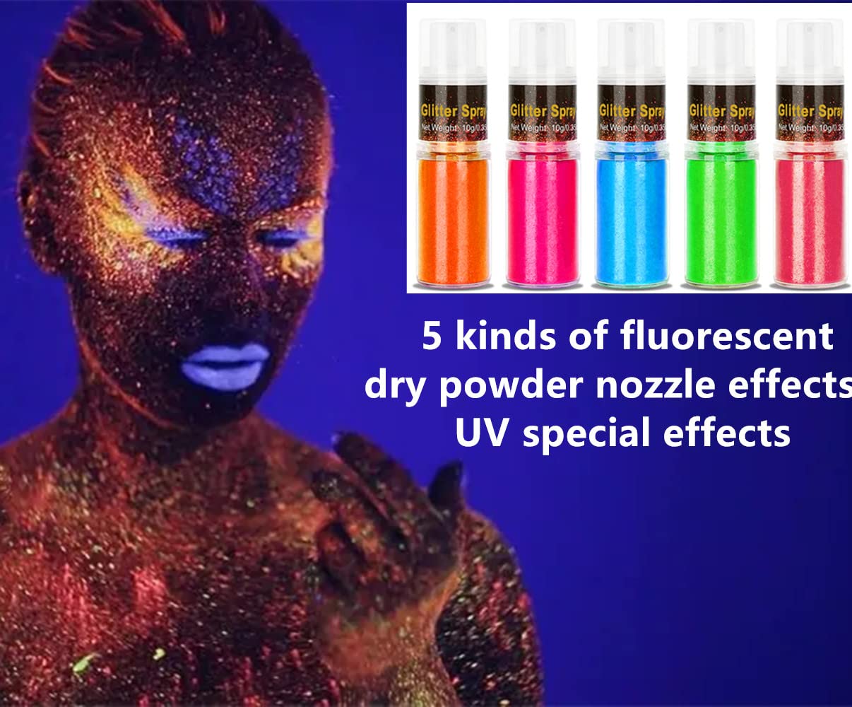Go Ho UV Pink Hair and Body Glitter Spray, Festival UV Glitter Effect Glitter Powder Makeup for Hair/Body/Clothes,Glitter Dry Powder Spray Loose Sparkle Makeup,10g
