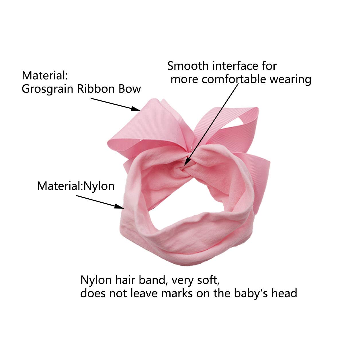 Yxiang 20pcs Baby Headbands with 6 Big Elastics Nylon Ribbon Bows Hair Accessories for Newborns, Infants, Toddlers, Kids
