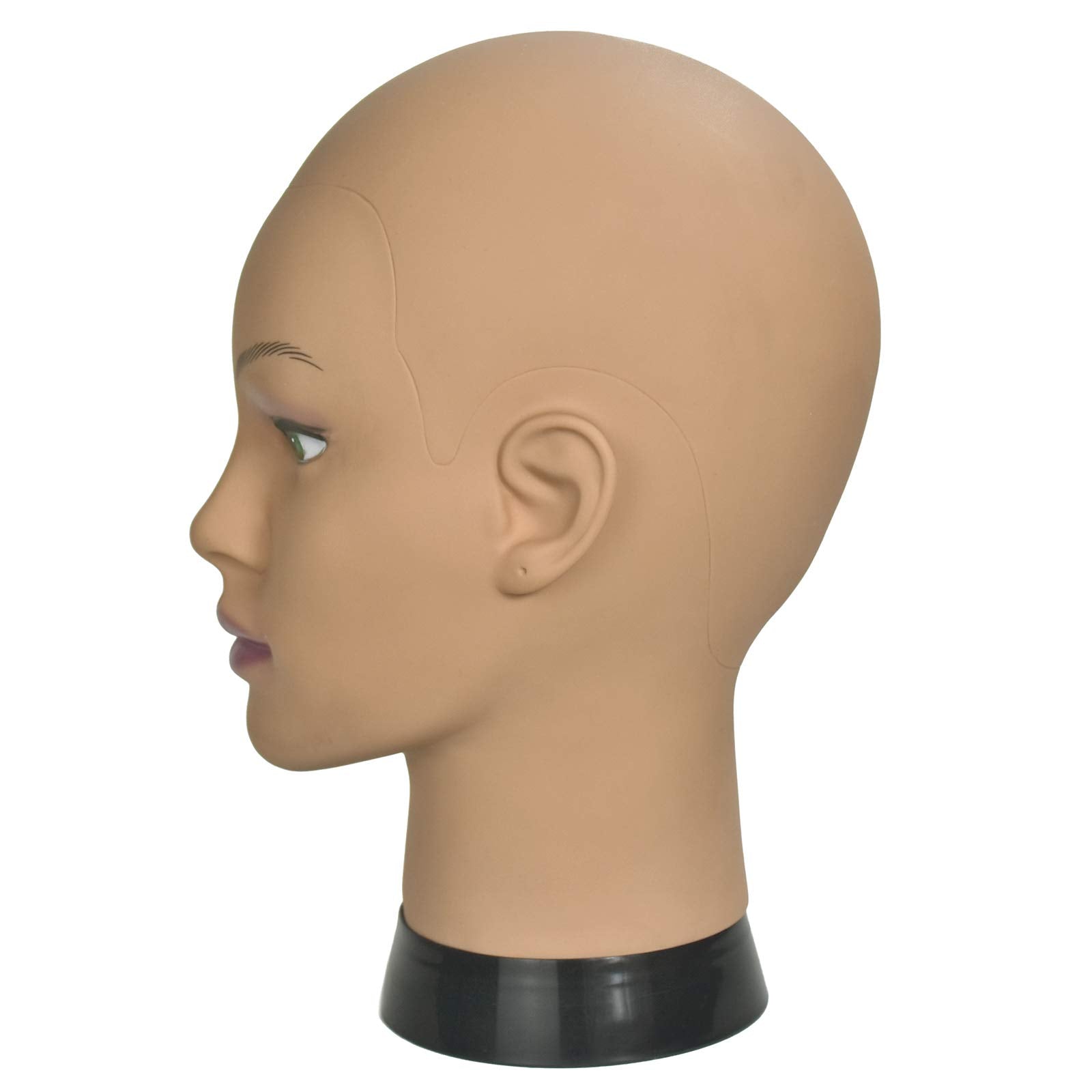 Ba Sha Afro Cosmetology Mannequin Head Bald Manikin head for Wigs Making Wig Display Hat Display Glasses Display with Free Clamp