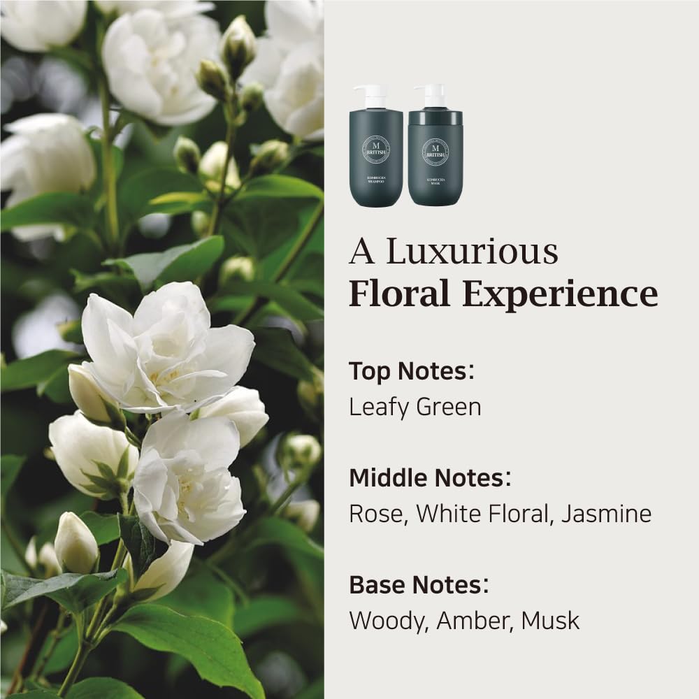 BRITISH M Kombucha Shampoo 10.15 fl. oz – Scalp Detox, Hydrate & Strengthen, Promote Hair Growth, Paraben & Sulfate-Free, Vegan Formula for All Hair Types