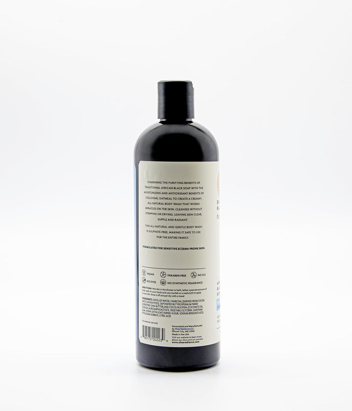 Shea Radiance African Black Soap Body Wash - Dry Skin, Eczema, Rashes, Blemish Cleanser | Unscented (16 oz)