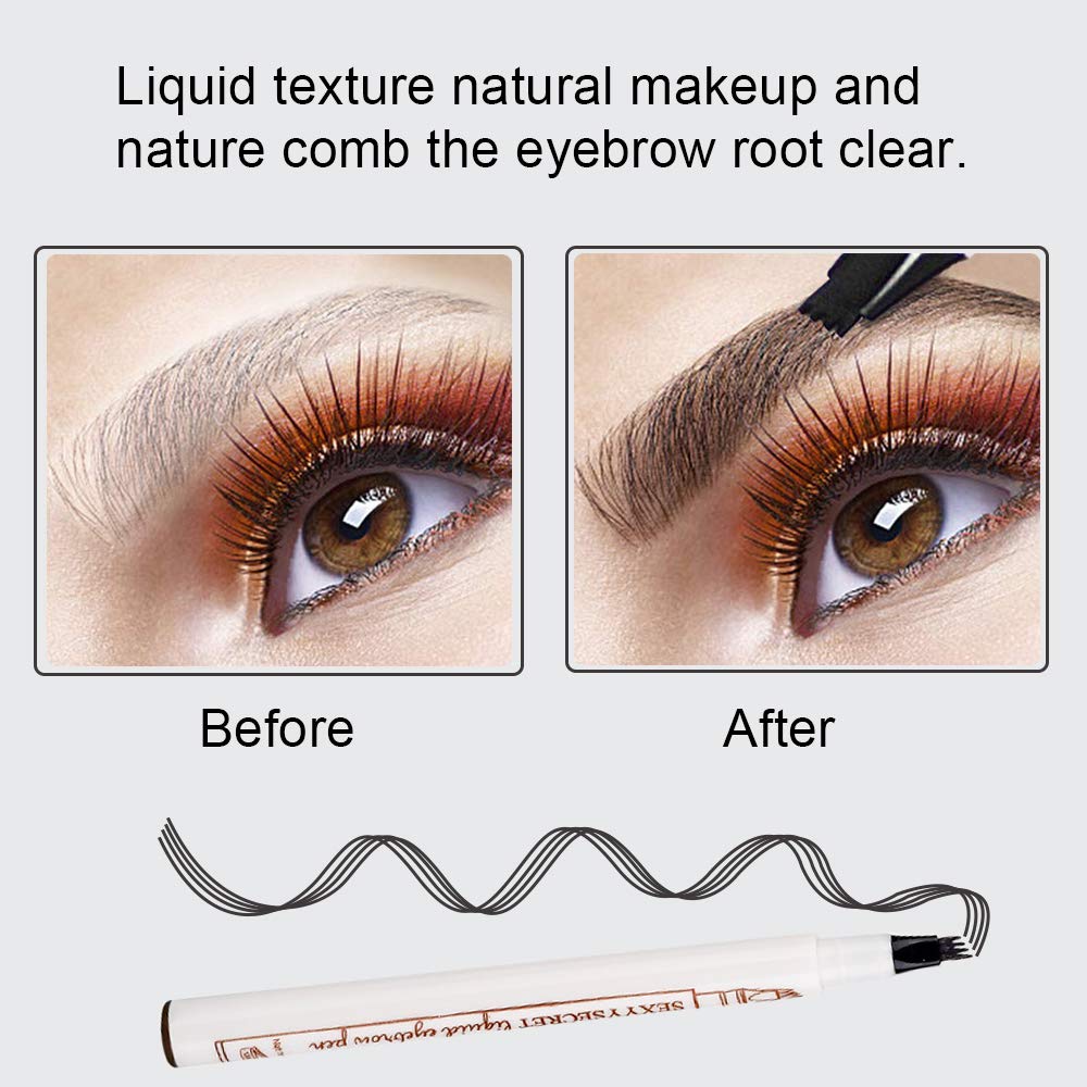 DEVIMIC Eyebrow Tattoo Pen, Microblading Eyebrow Pencil, with a Micro-Fork Tip Applicator, Create Natural Looking Eyebrows, Easy to Use and Stays All Day (Brown)