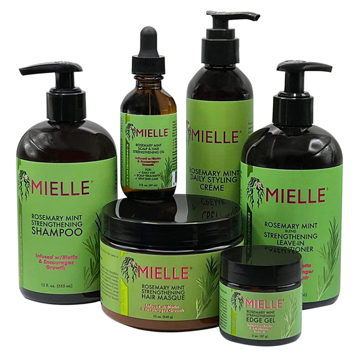 Mielle Infused with Biotin & Encourages Growth Hair Products for Stronger & Healthier Hair - Styling Collection Combo Bundle Set 6 PCS, Rosemary Mint