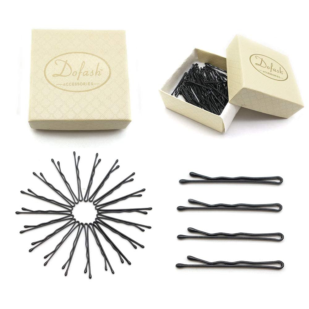 Dofash 100Pcs Bobby Pins Hair Pins Steel Hair Clips 3.5Cm/1.38 Hair Accessories With Gift Box For Girls (Black)
