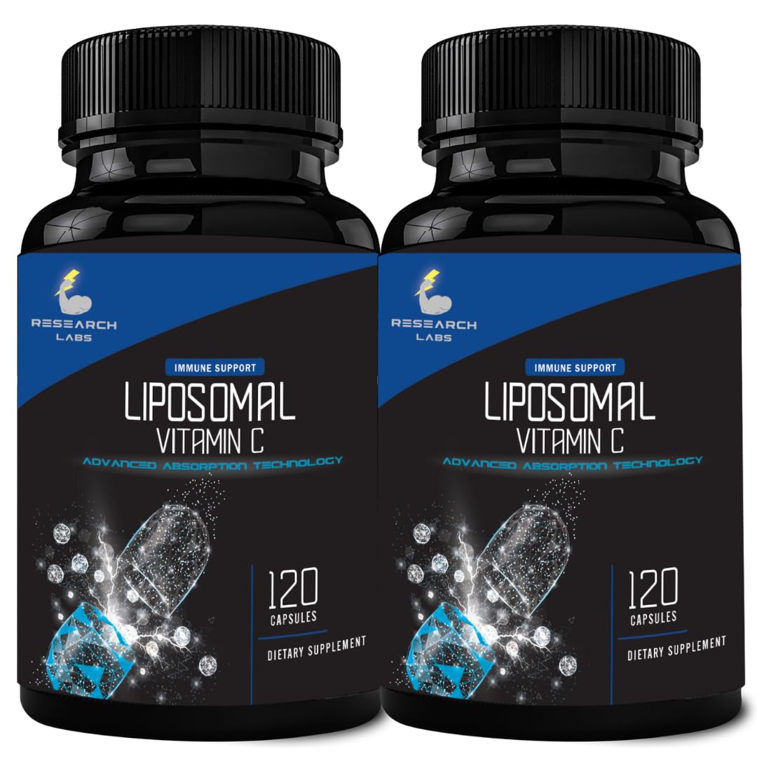 Research Labs Liposomal Vitamin C Supplement w/Enhanced Absorption LipoQuil-C™ | 2 Fer 1 ad 240 Capsules Total Immune Support Collagen Booster | High Dose Fat Soluble Vita C 1000mg Buffered | Non GMO