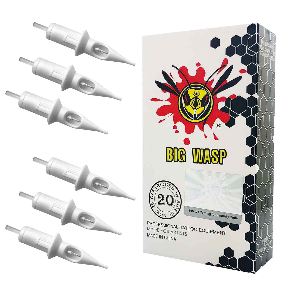 35/07RS : BIGWASP Professional 7RS Disposable Tattoo Needle Cartridge 7 Round Shader 20Pcs
